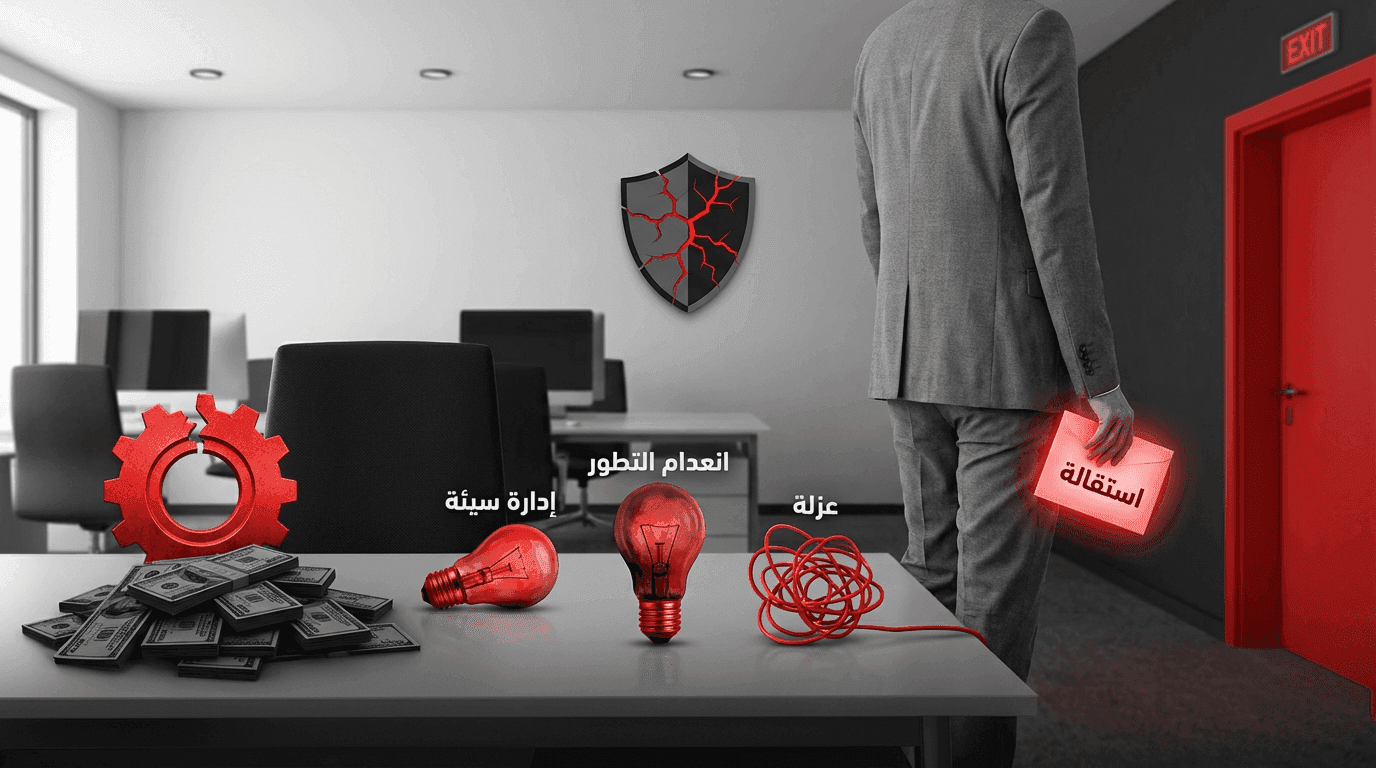 5 أسباب تجعل الكفاءات تترك شركتك رغم الراتب الجيد